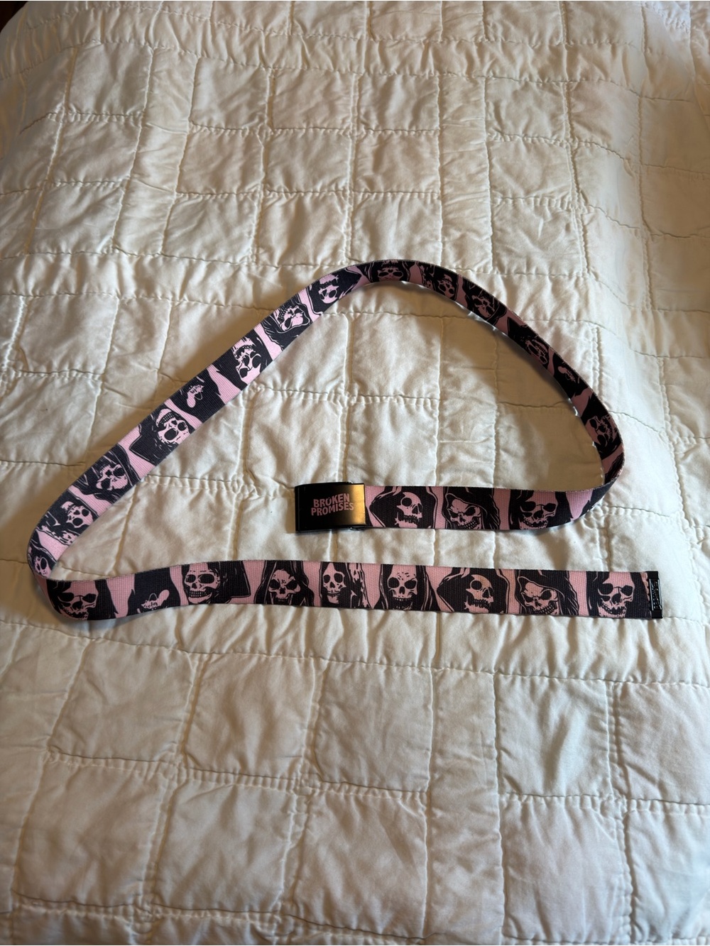 Broken Promises Pink & Black Skull Belt
